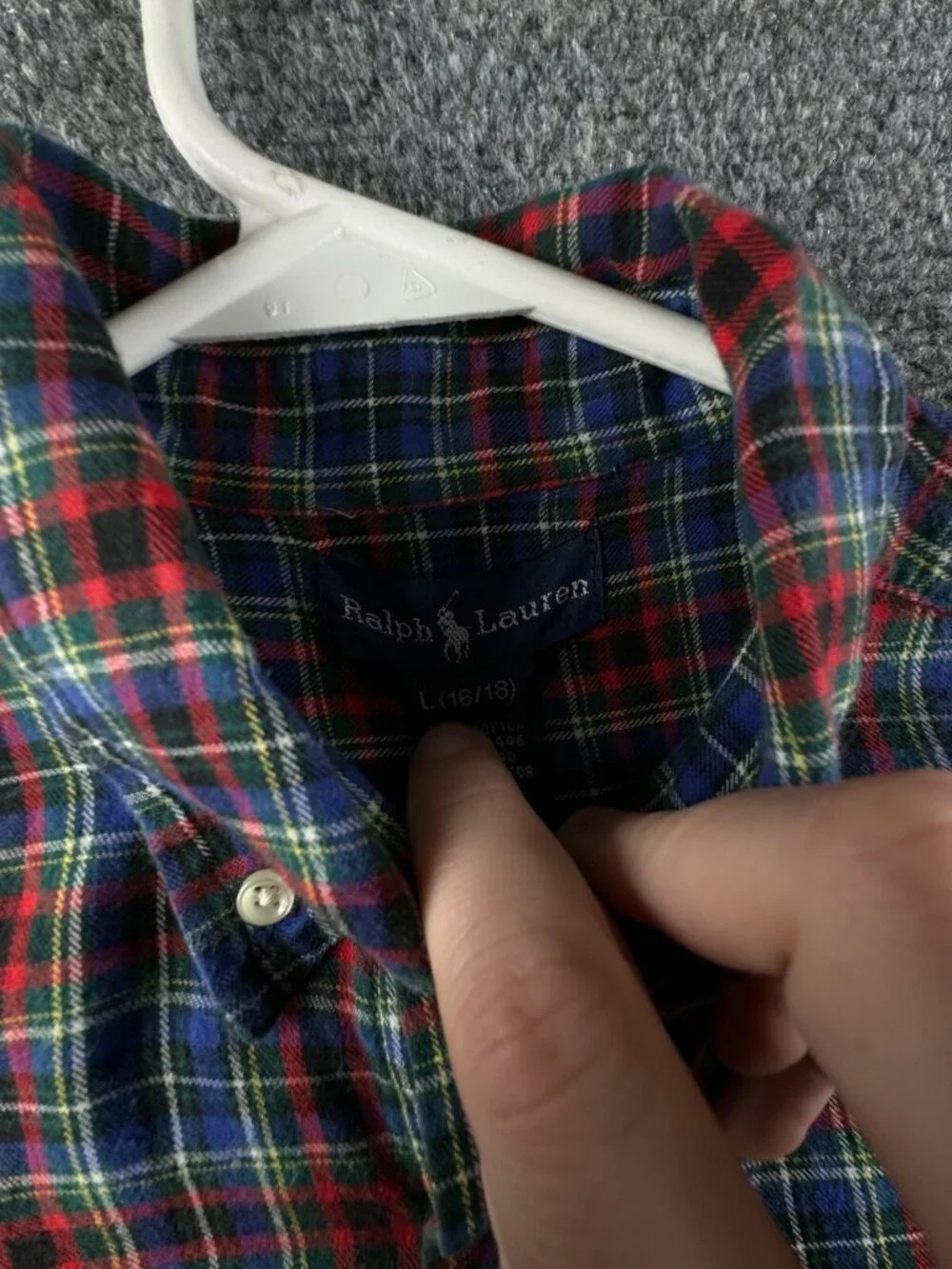 Ralph Lauren Boys Flannel Button Up Shirt Long Sleeve Colorful Plaid Red Blue